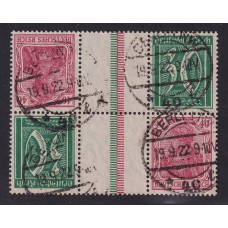 ALEMANIA 1921 ESTAMPILLAS SE-TENANT ZUSAMMENDRUCKE USADAS QUE SON MUCHO MAS RARAS MI KZ8 MUY RARA 900 EUROS